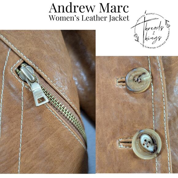 Andrew Marc New York Leather Jacket Womens Luxury Blazer Riding Classy Classic - Picture 2 of 14